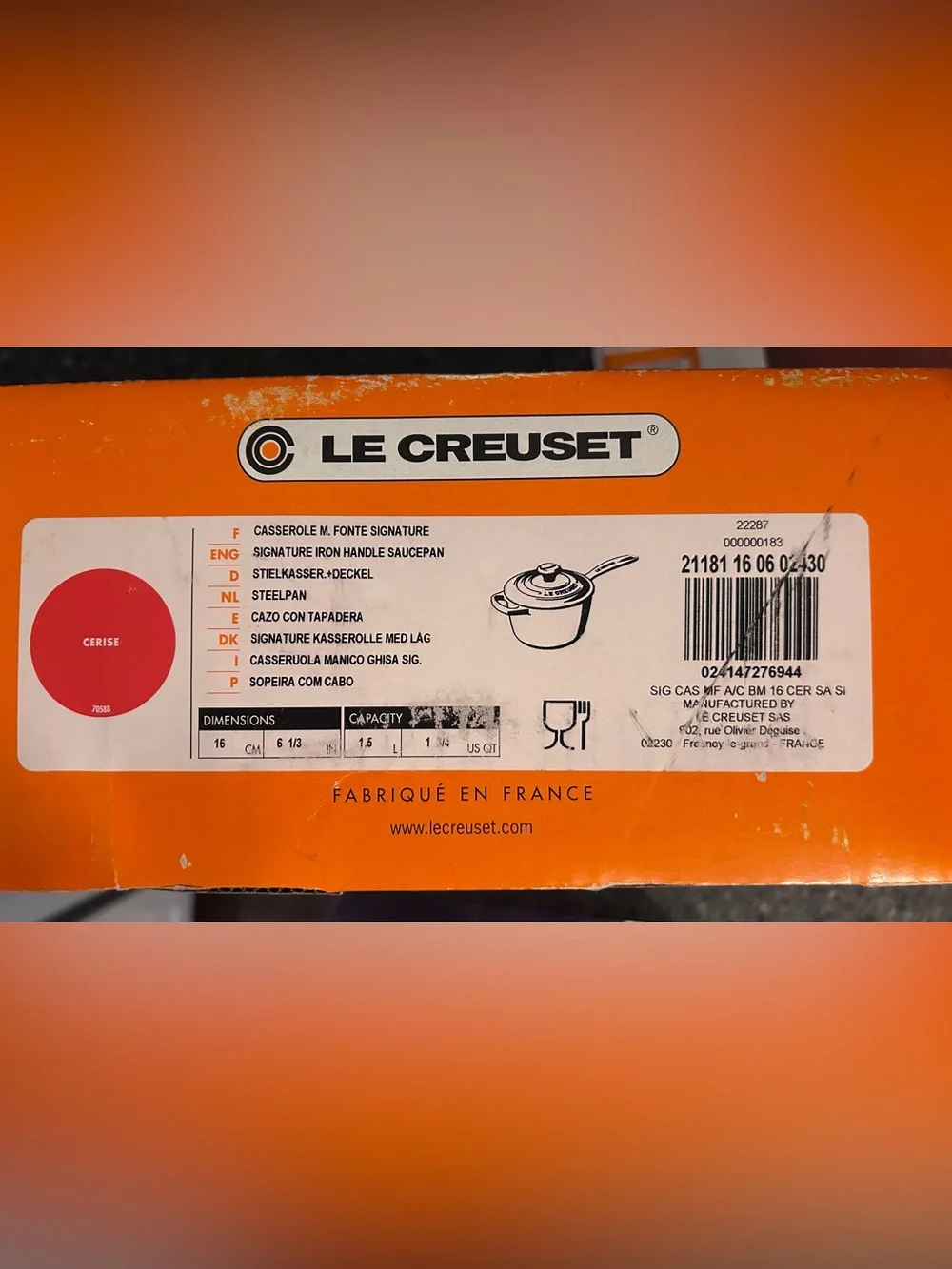 New Le Creuset ® Signature 1.75-Qt. Cerise Saucepan with Lid